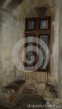 Corvinesti Castle window Stock Photo