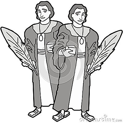 Cosmas and damian Cartoon Illustration