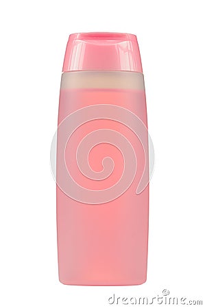 Cosmetic Bottle with Pink Liquid (Facial Tonic) Isolated on White Background Stock Photo