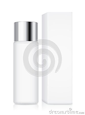 Cosmetic bottle with silver cap Vector Illustration