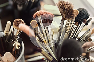 Cosmetic brushes for makeup Stock Photo