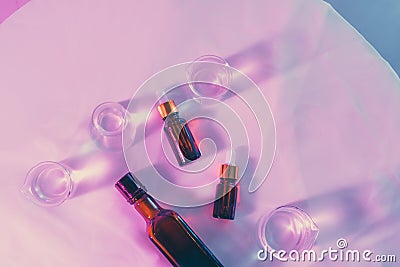 Cosmetic chemicals ingredient on laboratory table Stock Photo