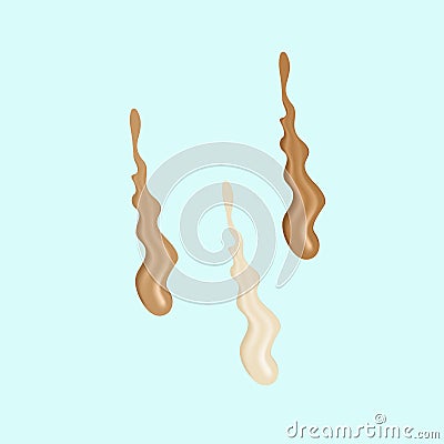 Cosmetic concealer smear strokes .Foundation beige liquid Vector Illustration