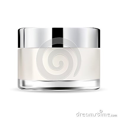 Cosmetic cream glass jar. Face cream bottle mockup Vector Illustration