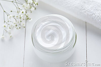 Cosmetic cream natural organic skin, face and body care hygiene Stock Photo