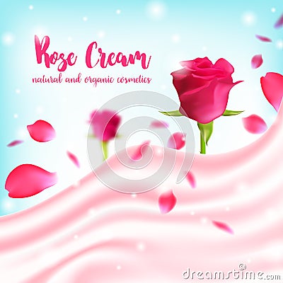 Cosmetic cream texture design with rose natural organic skincare Vector Illustration