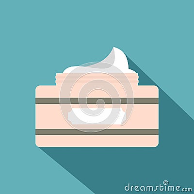 Cosmetic face cream container icon, flat style Vector Illustration