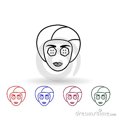 Cosmetic face mask multi color icon. Simple outline, thin line of antiaging icons for ui and ux, website or mobile Stock Photo
