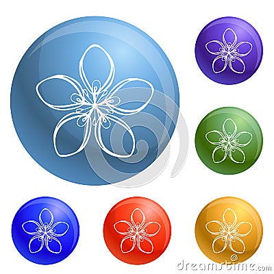 Cosmetic flower icons set vector Vector Illustration