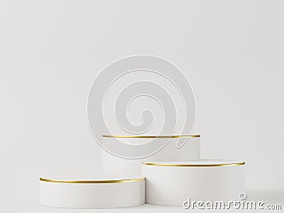 Cosmetic gold white podium and background for product presentation, for magazine. Stock Photo