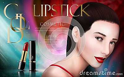 Cosmetic lipstick ad Vector Illustration