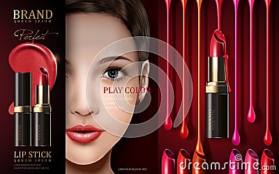 Cosmetic lipstick ad Vector Illustration