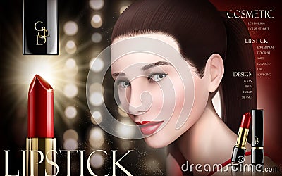 Cosmetic lipstick ad Vector Illustration