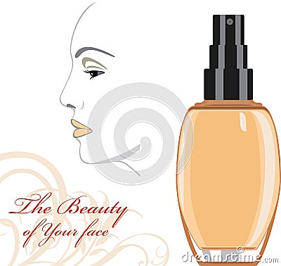 Cosmetic liquid foundation cream. The beauty of Your face Vector Illustration