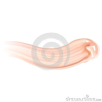 Cosmetic liquid foundation cream smudge smear strokes. Make up smear isolated on white background. Vector Illustration