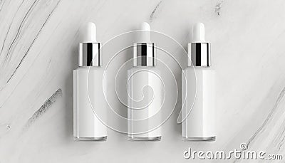 Cosmetic makeup bottles, serum dropper products mockup Stock Photo