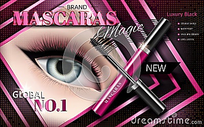 Cosmetic mascara ad Vector Illustration