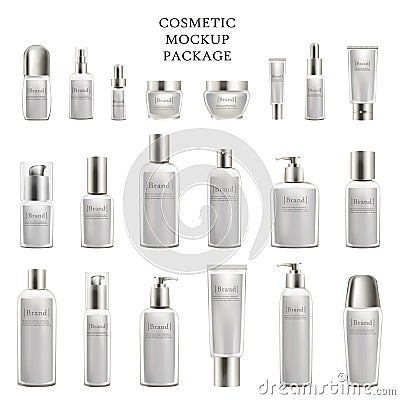 Cosmetic Mockup Package Set of Cosmetic Bottles Stock Photo