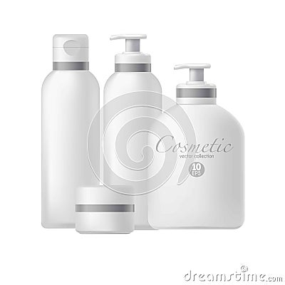 Cosmetic pacakges tubes, jars and bottles templates or mockups Vector Illustration