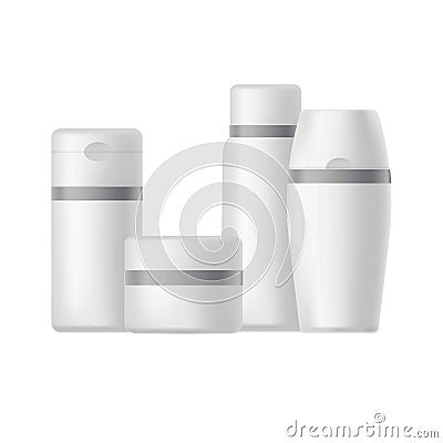 Cosmetic pacakges tubes, jars and bottles templates or mockups Vector Illustration