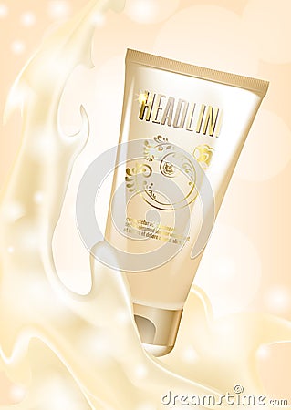 Cosmetic package design, 3d Vector illustration tube cream ads. Vector Illustration