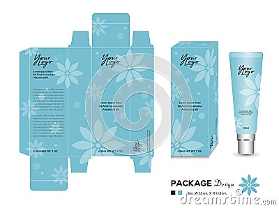 Cosmetic Packaging Template, blue layout Vector Illustration