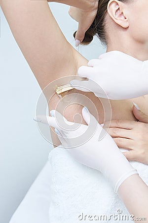 Cosmetic procedure. Hair removal. Bright skin. Beauty and health Stock Photo