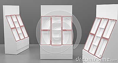 Cosmetic product display gondola stand for superstore endcap 3d illustration Stock Photo