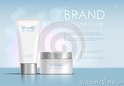 Cosmetic Product Tube Ad Concept Card Background. Vector Vector Illustration