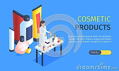 Cosmetic Products Horizontal Banner Vector Illustration