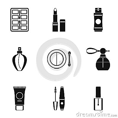 Cosmetic products icons set, simple style Vector Illustration