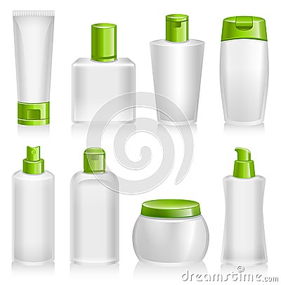 Cosmetic Products, Organic, Natural, Product Containers Vector Illustration