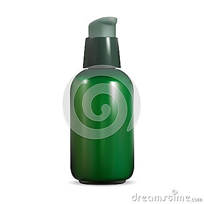 Cosmetic pump bottle. Airless dispenser serum can Vector Illustration