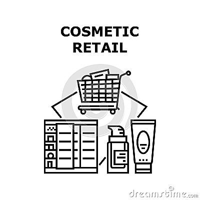 Cosmetic Retail Vector Concept Black Illustration Vector Illustration