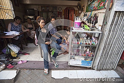 Cosmetic salon in Phnom Penh Editorial Stock Photo