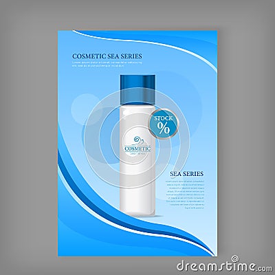 Cosmetic Sea Series Bottle. Discount Banner Vector Illustration