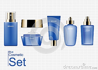Cosmetic set serum, essence, moisturizer, cream, lotion Vector Illustration