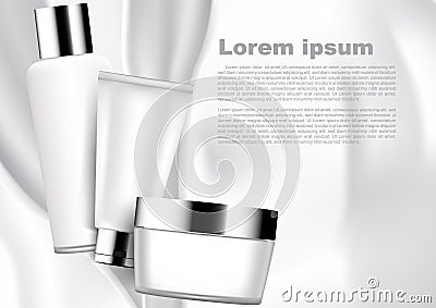 Cosmetic set with template on white background white cosmetic co Vector Illustration