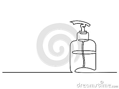 Cosmetic shampoo bottle Continuous one line draw Vector Illustration