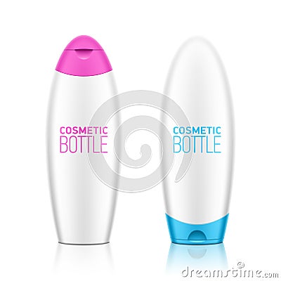 Cosmetic shampoo or shower gel bottle template for your design Vector Illustration