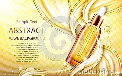 Cosmetic skin care oil or serum with splashes Vector Illustration