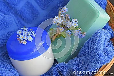 Cosmetic soap and cream. Stock Photo