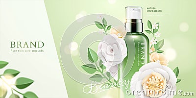 Cosmetic spray bottle ads Vector Illustration