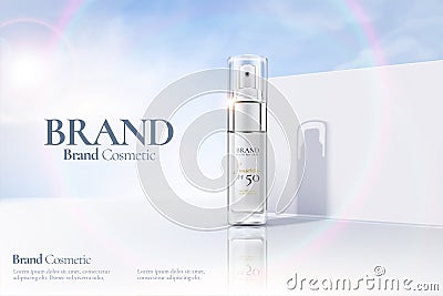 Cosmetic spray bottle ads Vector Illustration