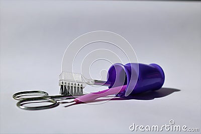 Cosmetic tools and makeup Stock Photo