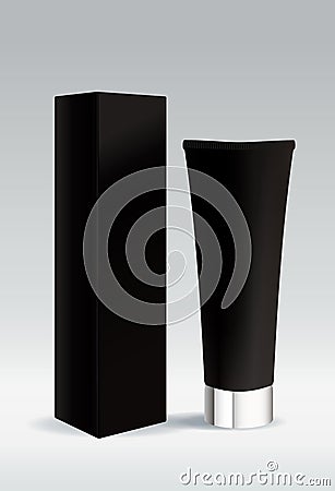 Cosmetic tube in black color for cream or gel Vector Illustration