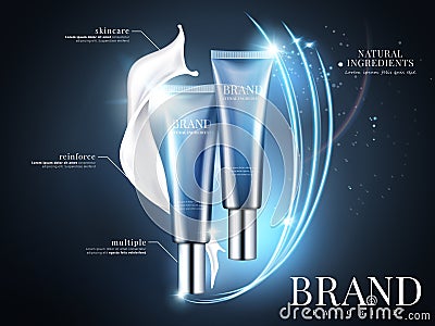 Cosmetic tube cream ads Vector Illustration