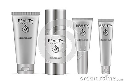 Cosmetic tubes set. Vector realistic package Vector Illustration