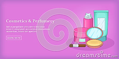 Cosmetics banner horizontal, cartoon style Vector Illustration