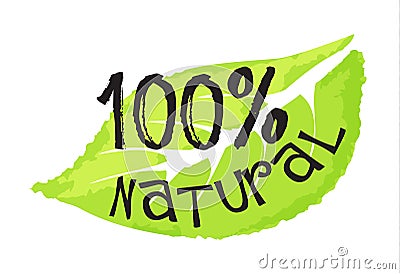 Cosmetics and beauty label - 100% natural Vector Illustration